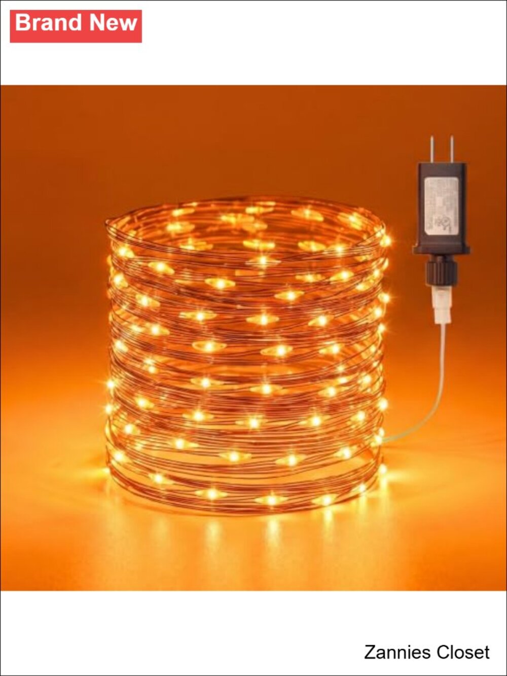 👻 33FT 100LED Orange Fairy Lights Plug In Waterproof Black Wire Indoor Outdoor